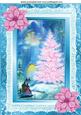 Pink Christmas Tree, with Pink Poinsettias A4