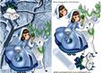 Little Lady Dressed in Blue with Little Deer, in Snow Scene