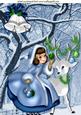 Little Lady Dressed in Blue with Little Deer, A4