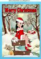 Happy Christmas! Sexy Lady in Santasuit in the Snow A4