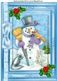 Snowman with Friends with Bow & Holly A4