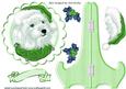 Cute Westie in Green Santa Hat on Plate & Stand with Holly