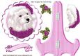 Cute Westie in Pink Santa Hat on Plate & Stand with Holly