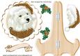 Cute Westie in Brown Santa Hat on Plate & Stand with Holly