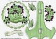 Green Babybootees with Roses on a Plate & Stand
