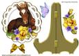 Sweet Little Foal Among the Yellow Roses Plat & Stand