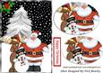 Santa and His Friends, in the Snow with Holly Oval Pyramids