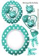 Turq Face Teapot & Cup with Bows Rocker Card