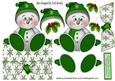 Jolly Little Snowman in Green with Holly Over the Edge