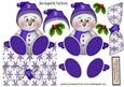Jolly Little Snowman in Purple with Holly Over the Edge