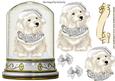Cute White Westie in Silver Santa Hat in Snow Dome