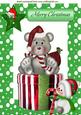 Little Teddy Sitting on Christmas Box with Snowman A4