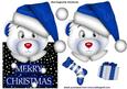 Santa Bear in Blue with Stocking Over the Edge