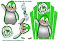 Cute Little Green Penguin on Art Deco Topper with Bow
