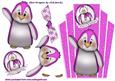 Cute Little Pink Penguin on Art Deco Topper with Bow
