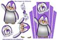 Cute Little Purple Penguin on Art Deco Topper with Bow