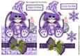 Cute Bunny in Purple Santa Hat Over the Edge