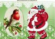 Santa with Little Robin in Ornate Frame with Lace A4