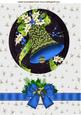 Vintage Bells in Blue with Holly & Bow A4
