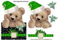 Little Fuzzy Bear in Green Santa Hat with Bow Over the Edge