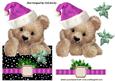 Little Fuzzy Bear in Pink Santa Hat with Bow Over the Edge