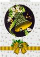 Vintage Bells in Gold with Holly & Bow A4