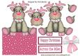 Little Pink Reindeer with Bells and Bow Over the Edge