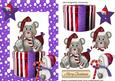 Little Santa Bear in Purple Snow Frame with Little Snowman