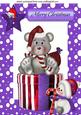 Little Santa Bear in Purple Snow Frame with Snowman A4