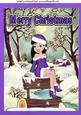 Pretty Girl in Purple Snow Suit, in Cottage Snowscene A4