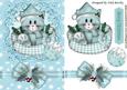Little Kitty in Santa Hat in Her Basket with Bow