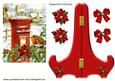 Vintage Snow Village with Poinsettias & Robins with Stand