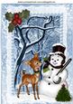 Snowman with Gorgeous Little Deer in the Snow A4