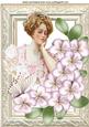 Pretty Vintage Lady with Flowers and Butterflies A4