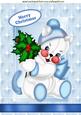 Christmas Kitty Holding Holly in Star Frame A4