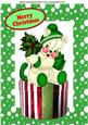 Christmas Kitty in Green with Holly in Snow Frame A4