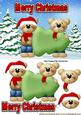Teddy Bears Carrying a Christmas Tree in the Snow