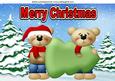 Teddy Bears Carrying a Christmas Tree in the Snow A4