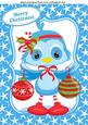 Little Blue Owl with Christmas Baubles in Star Frame A4