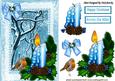 Pretty Snow Scene with Blue Candle and Robin