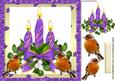 Purple Candles with Holly and Robins 8x8