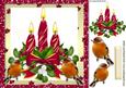 Dark Red Candles with Holly and Robins 8x8