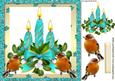 Turq Candles with Holly and Robins Snowdome 8x8