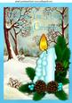 Pretty Turq Candle with Snow Scene A4