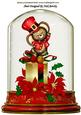 Little Mouse on a Present with Poinsettias in Glass Dome A4