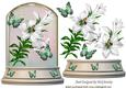 Beautiful White Lillies and Butterflies in Glass Dome