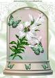 Beautiful White Lillies and Butterflies in Glass Dome A4