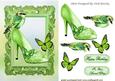 Pretty Green Sparkle Shoe with Bird and Butterflies