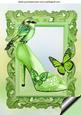 Pretty Green Sparkle Shoe with Bird and Butterflies A4