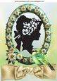 Pretty Silhouette Vintage Lady with Bird and Roses A4
